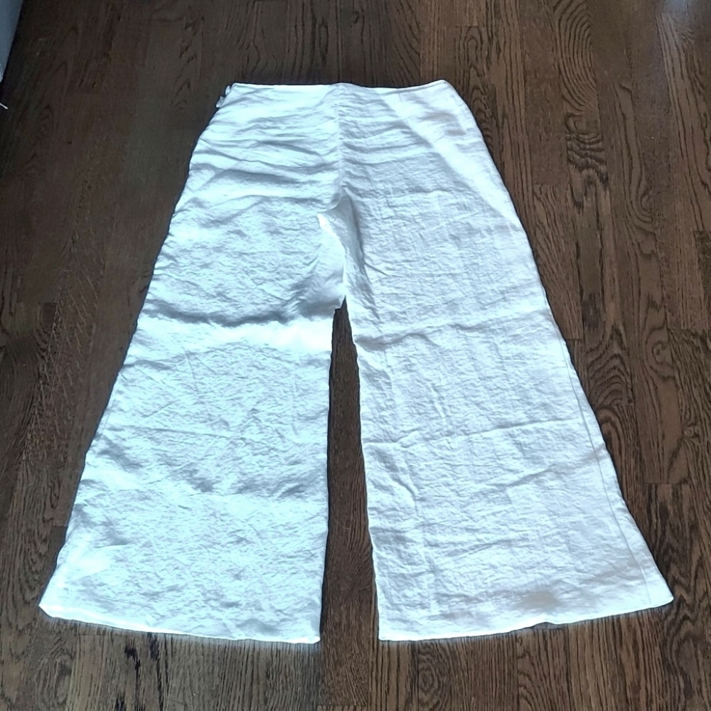 White Wide Legged Linen Pants